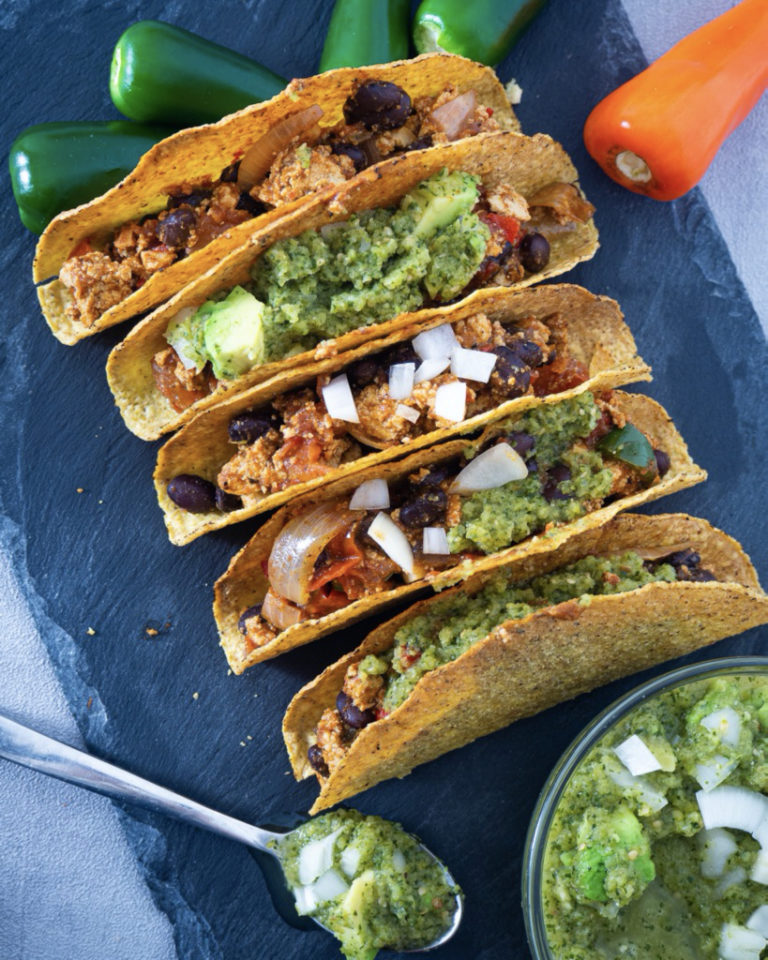 Healthy Vegan Tacos with Salsa Verde