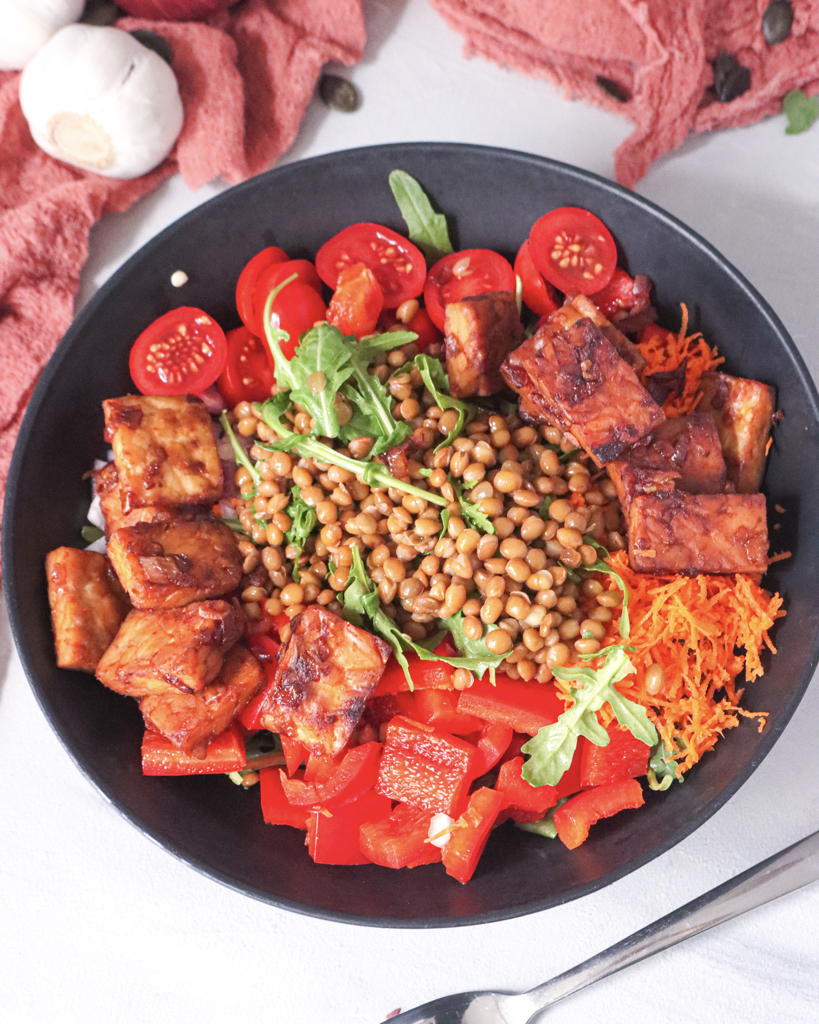 Proteinreicher Linsensalat