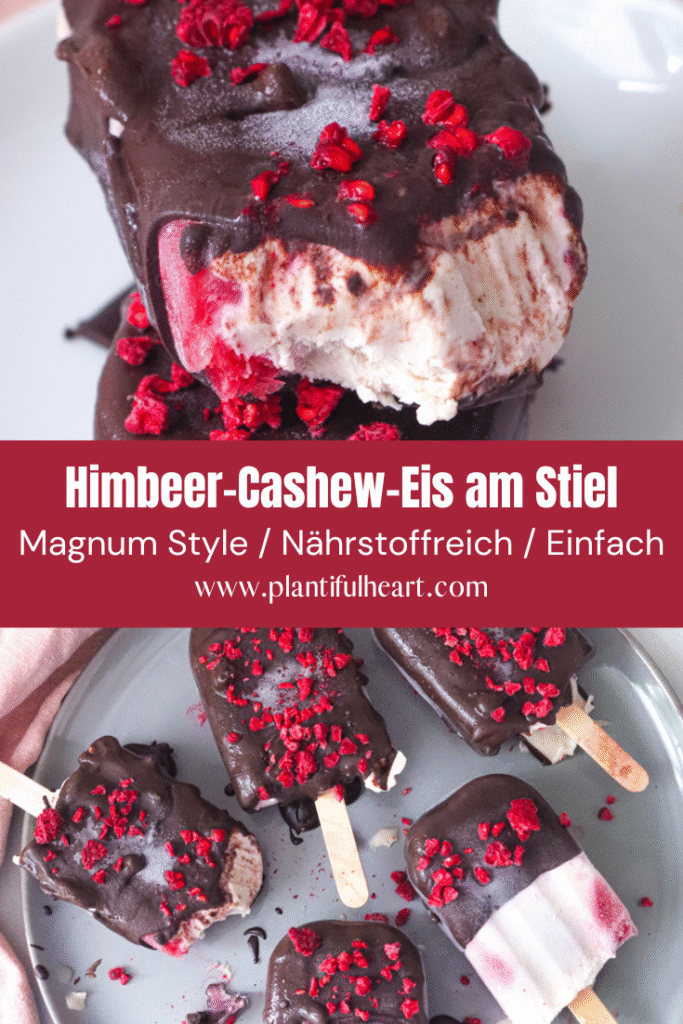 Himbeer-Cashew-Eis am Stiel